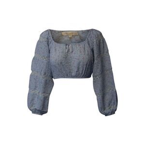 LoveShackFancy Albertina Floral Crop Top in Light Blue Cotton